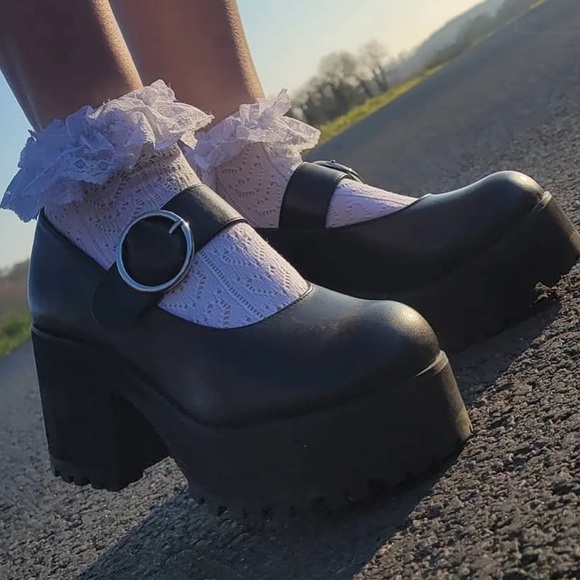 Current Mood Shoes - Current Mood Damnation Black Platform Mary Jane’s Size 9
